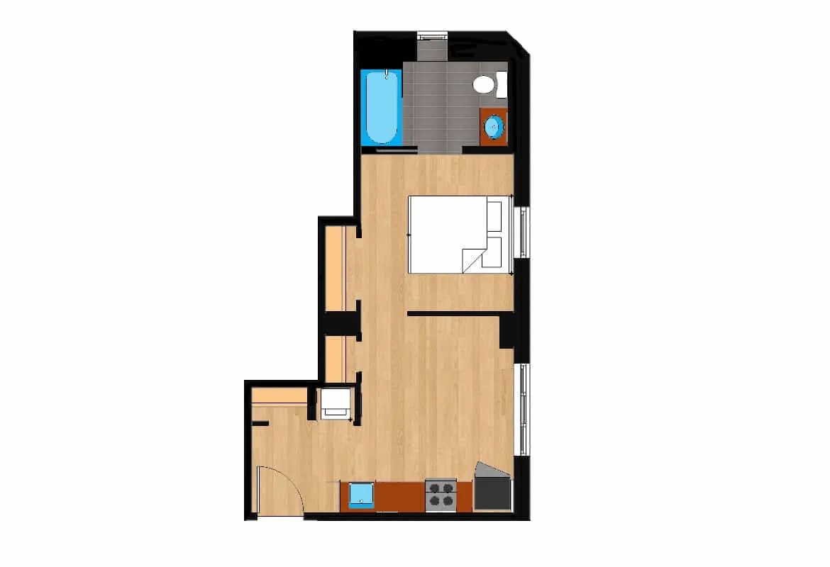 Jr. One Bedroom — Unit 225-725 floor plan