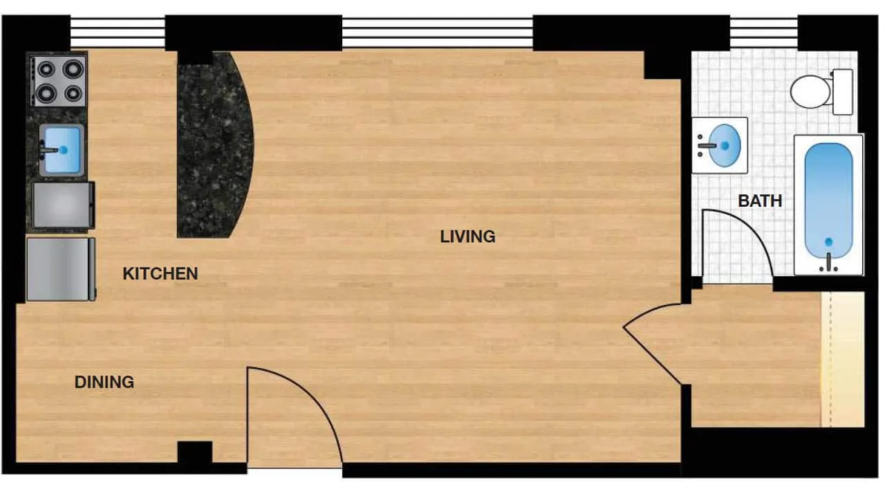 Studio — Unit H109 – H809 floor plan