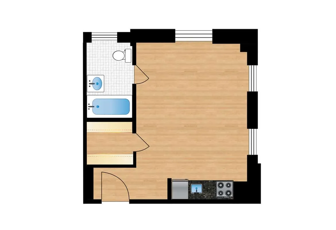 Studio — Unit W102 floor plan