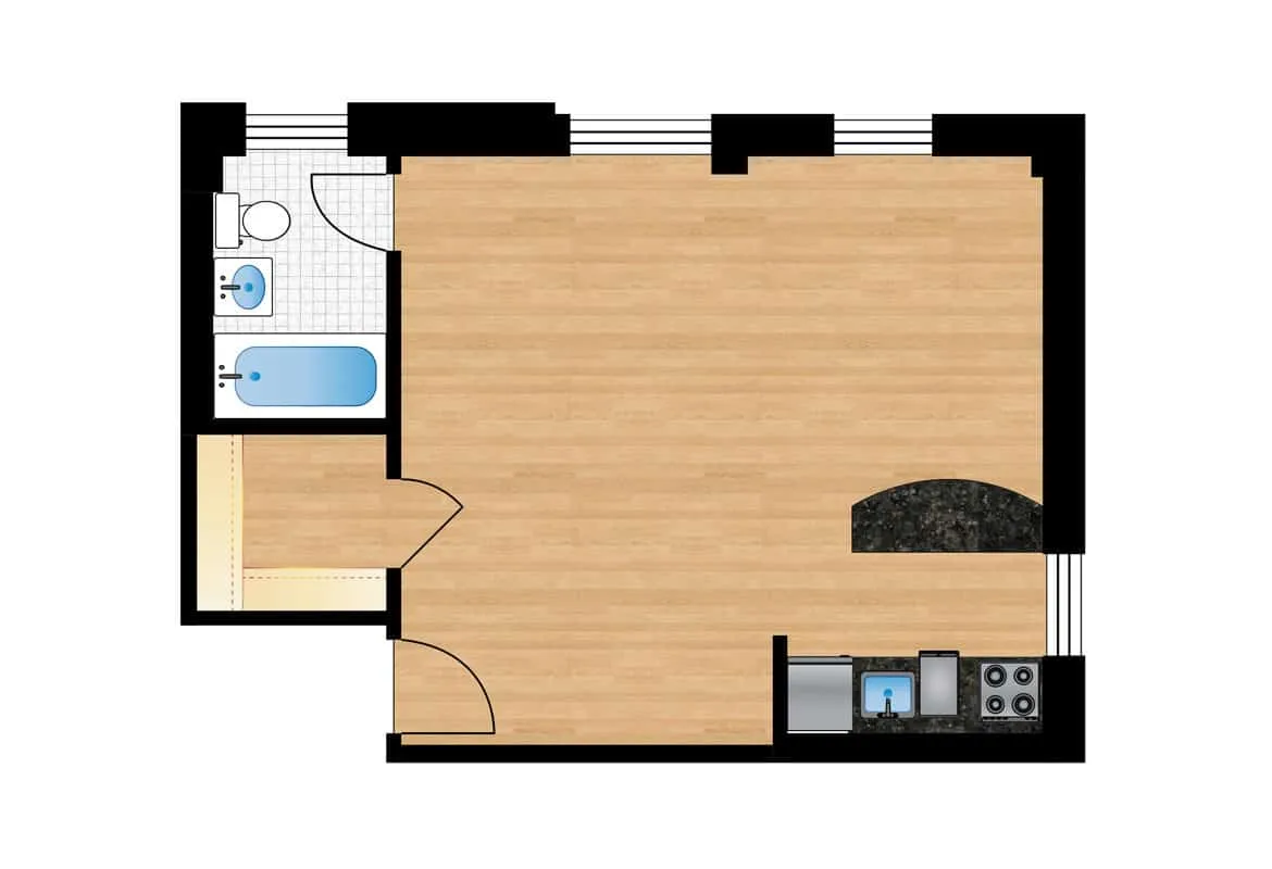 Studio — Unit W103 floor plan