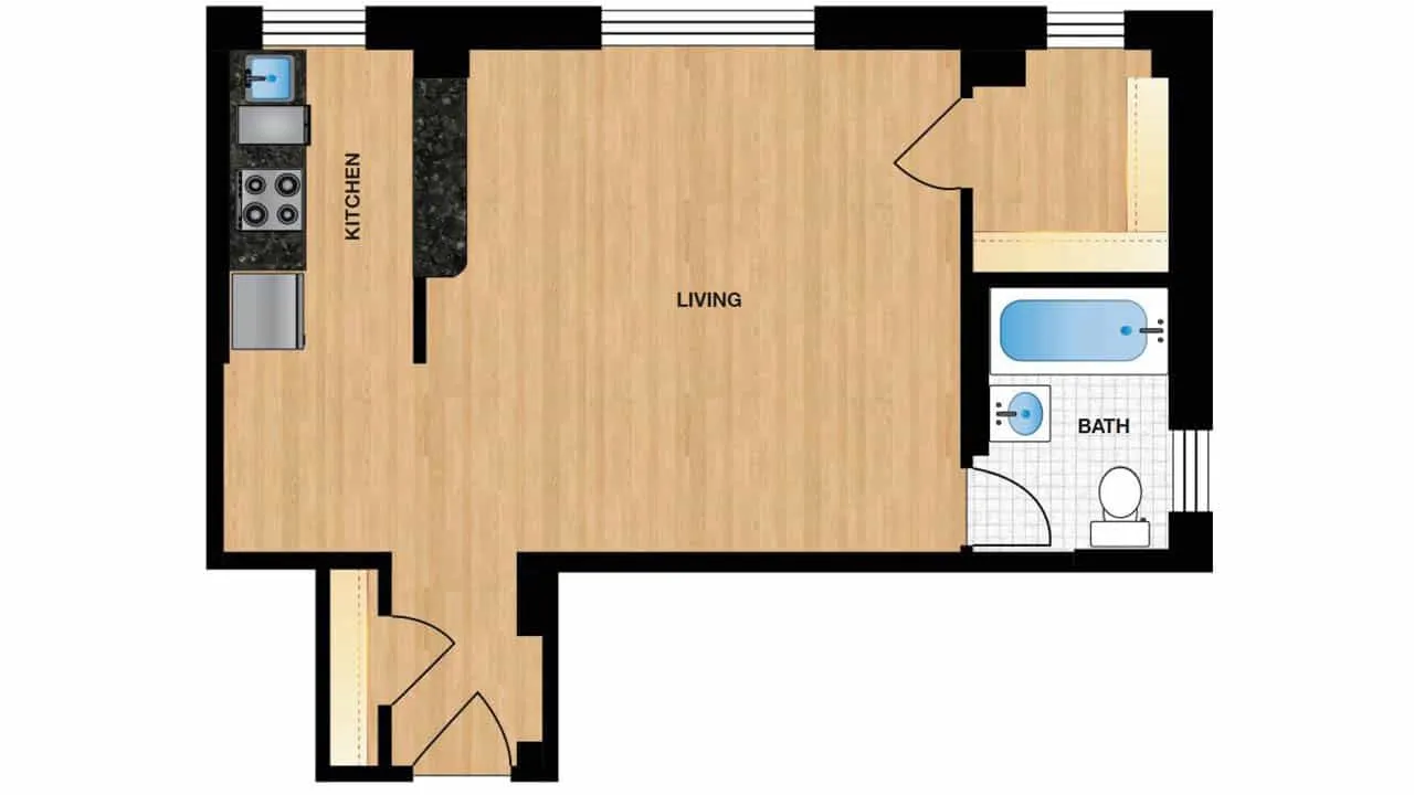 Studio — Unit W108 – W808 floor plan