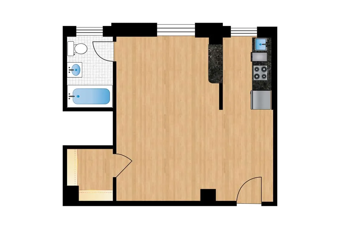 Studio — Unit W111-W811 floor plan