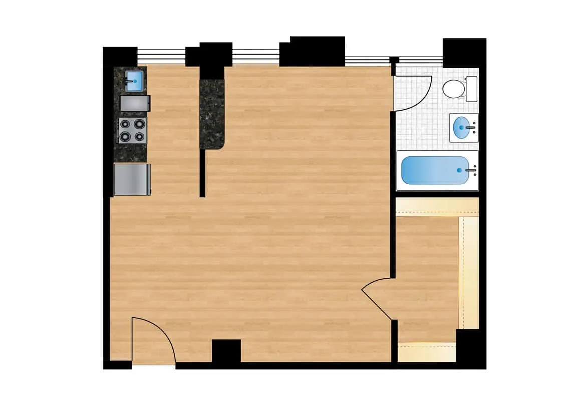 Studio — Unit W112-W812 floor plan