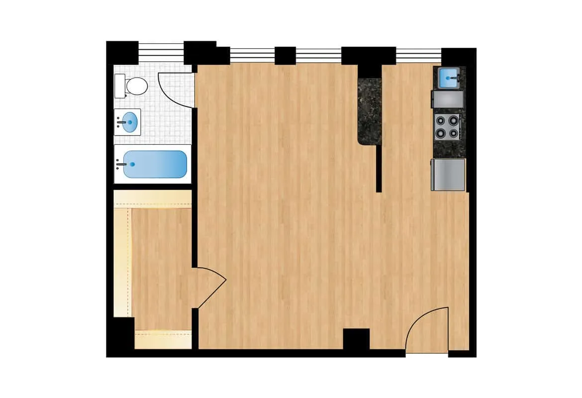 Studio — Unit W114-W814 floor plan