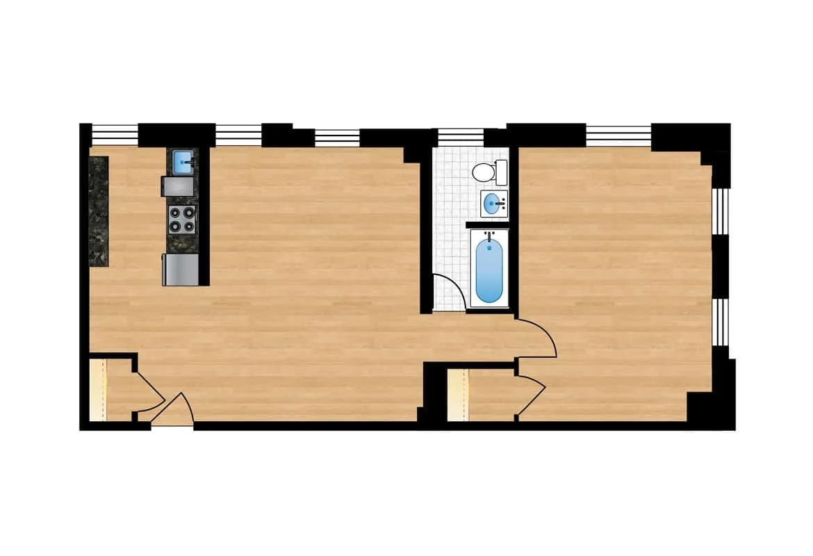 Studio — Unit W202-W802 floor plan