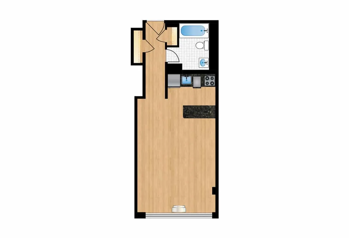 Studio — Units 1012 & 1014 floor plan