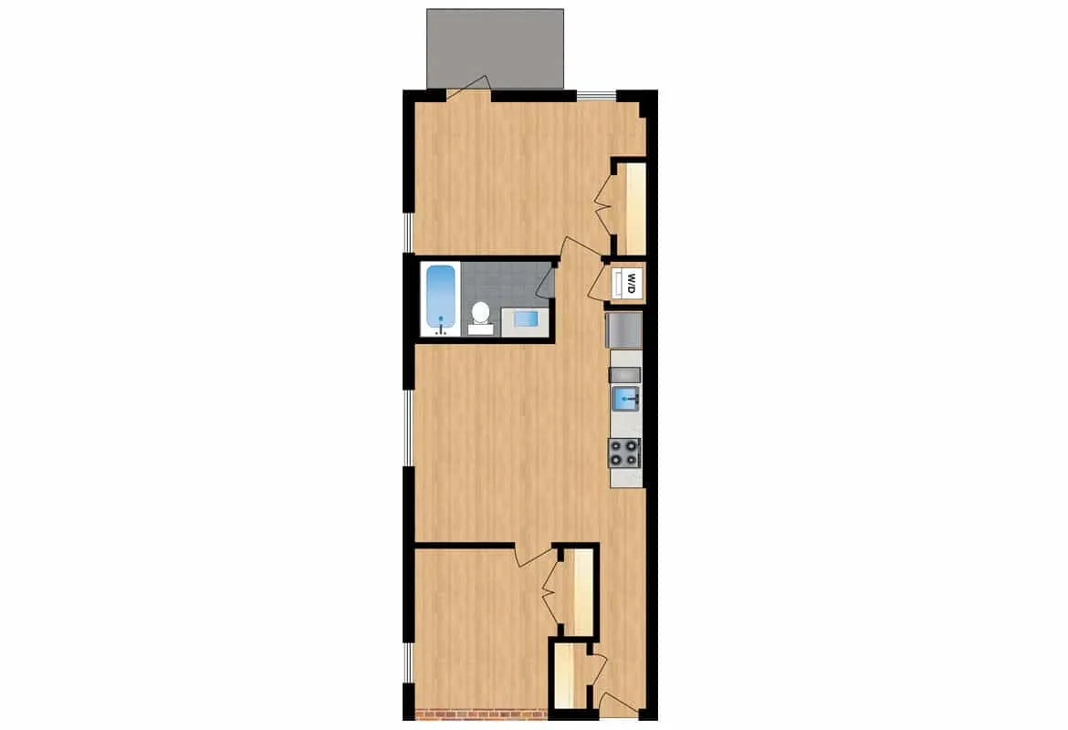 Two Bedroom — Units 102-302 floor plan