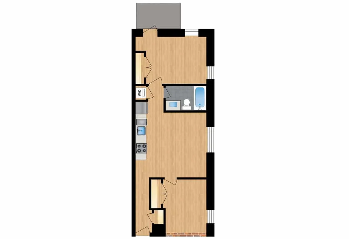 Two Bedroom — Units 103-303 floor plan