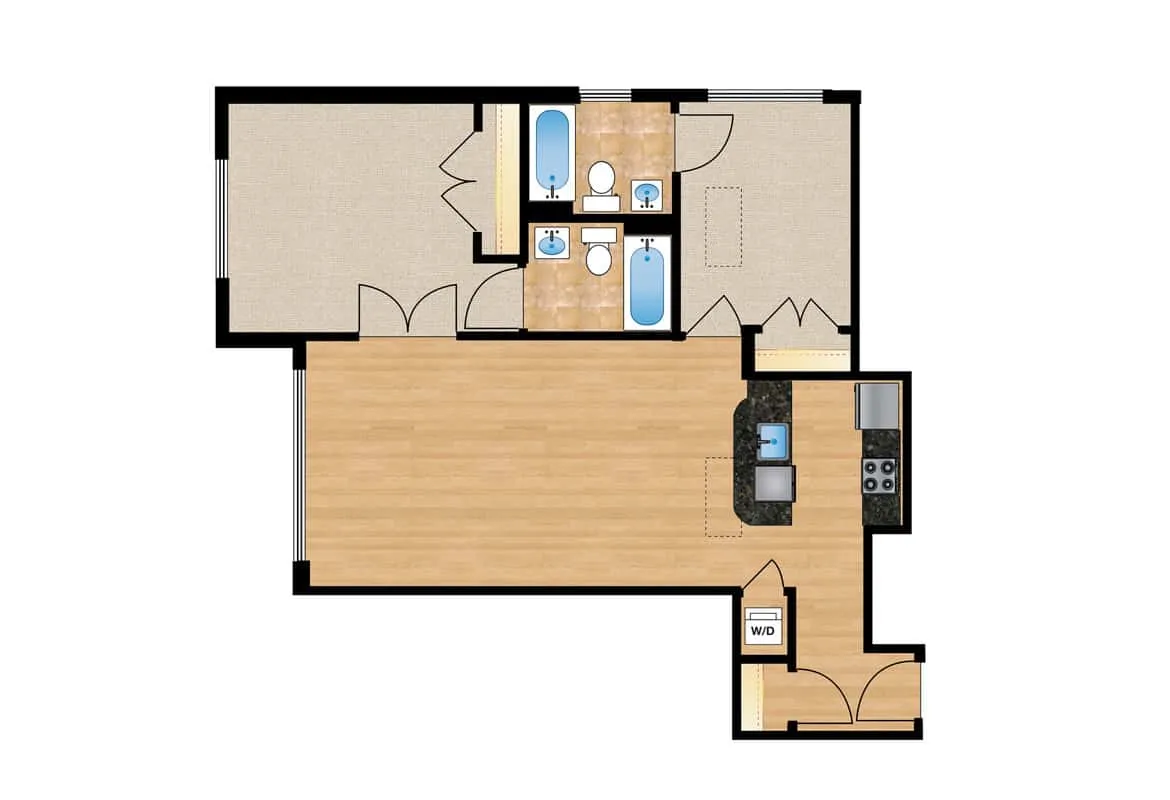 Two Bedroom — Units 109-409 floor plan