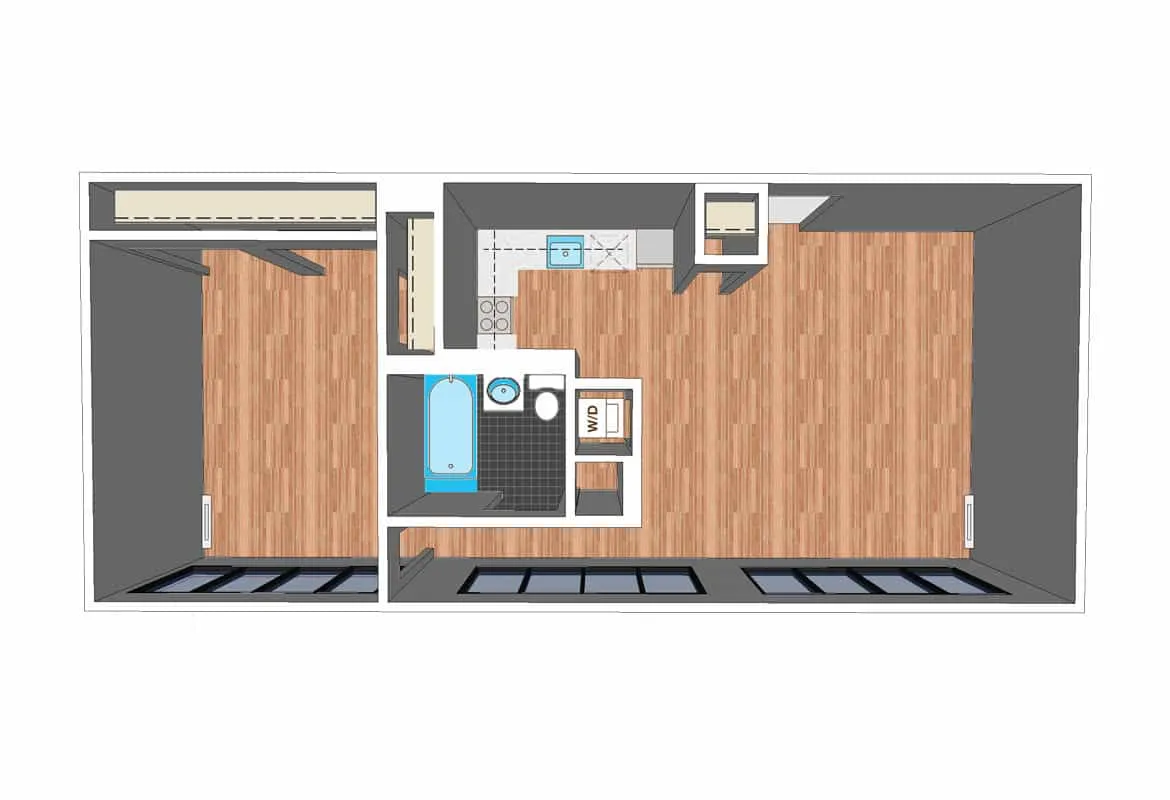 One Bedroom — Units 126, 127 130, 226 and 230 floor plan