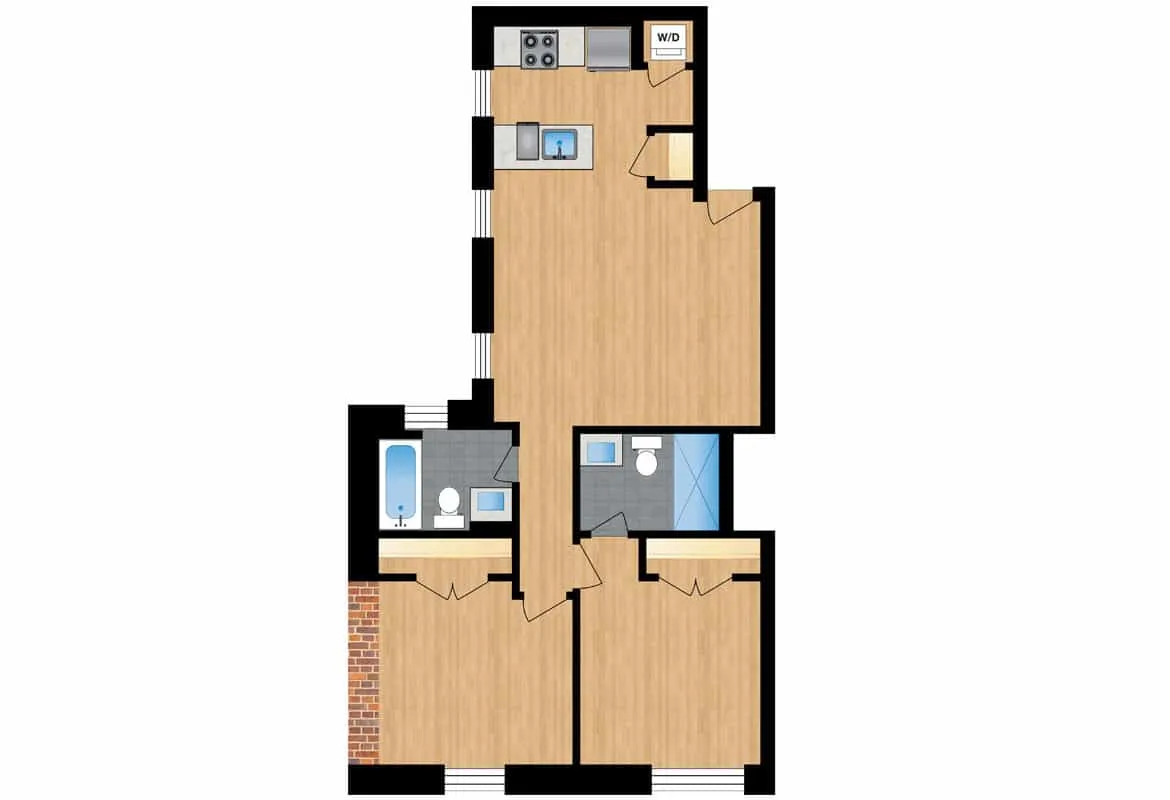 Two Bedroom — Units 201-301 floor plan