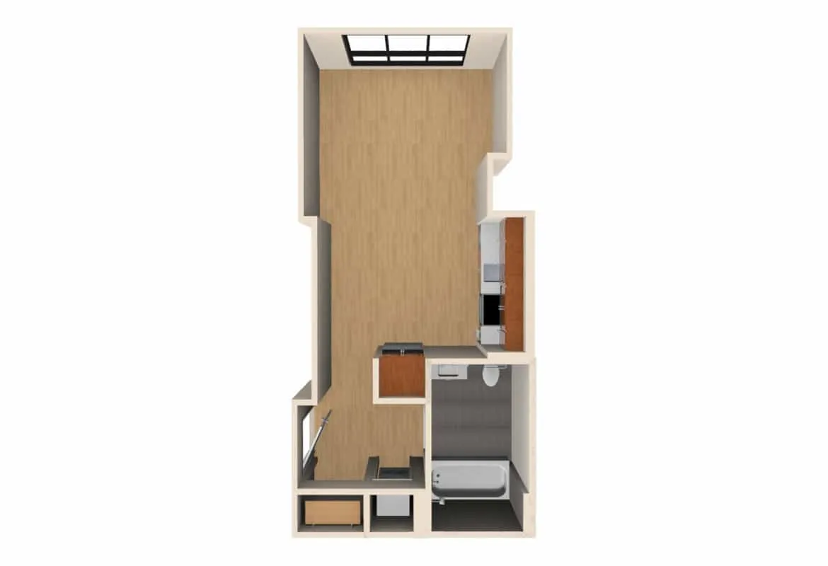 Studio — Units 201-401 floor plan