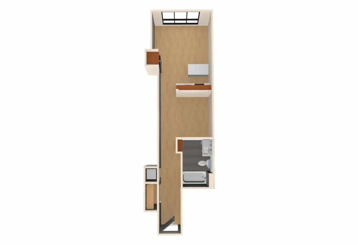 Jr. One Bedroom — Units 202-602 floor plan
