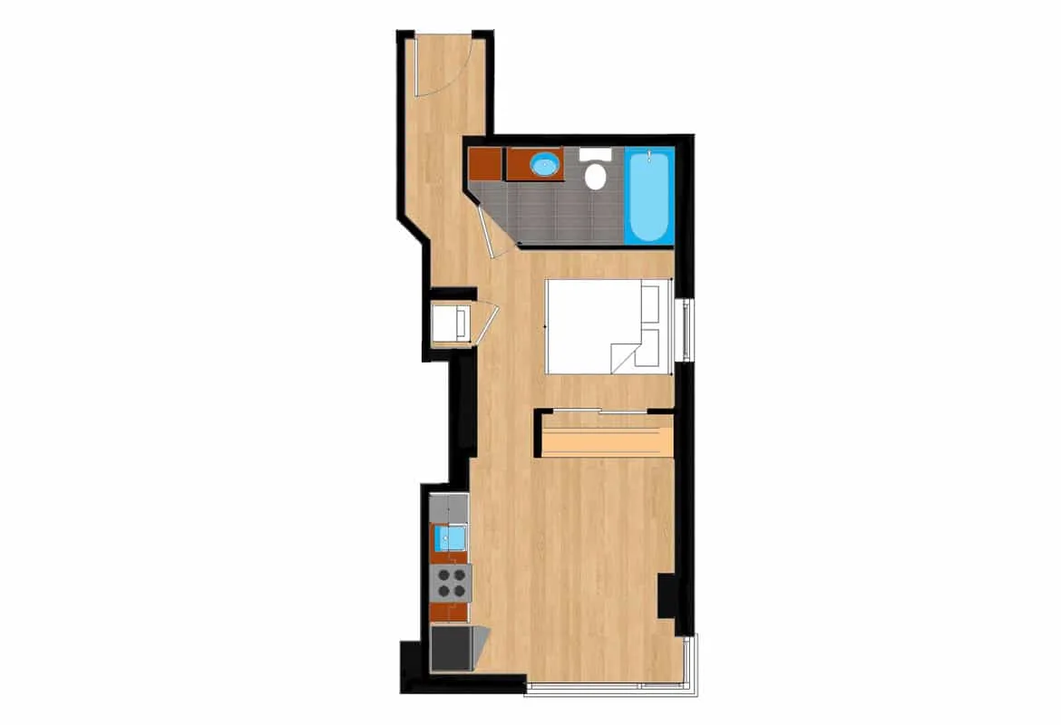 Jr. One Bedroom — Units 202-902 floor plan