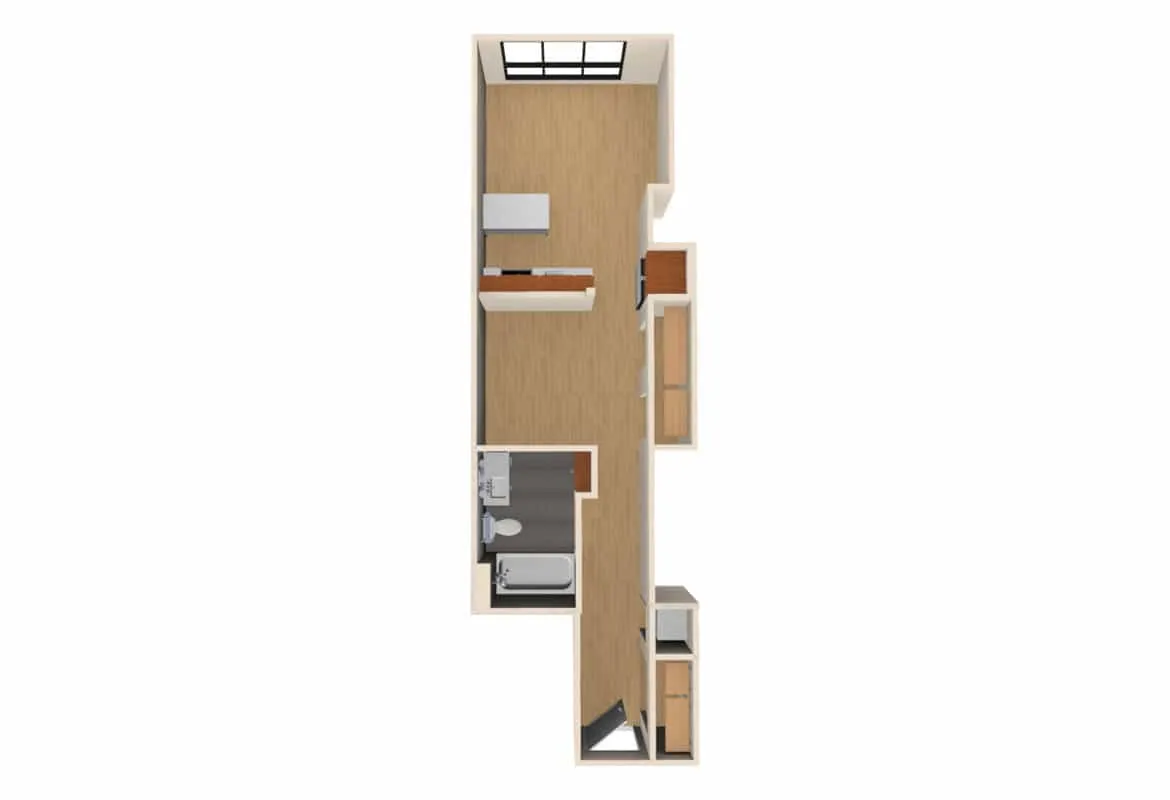 Jr. One Bedroom — Units 203-603 floor plan
