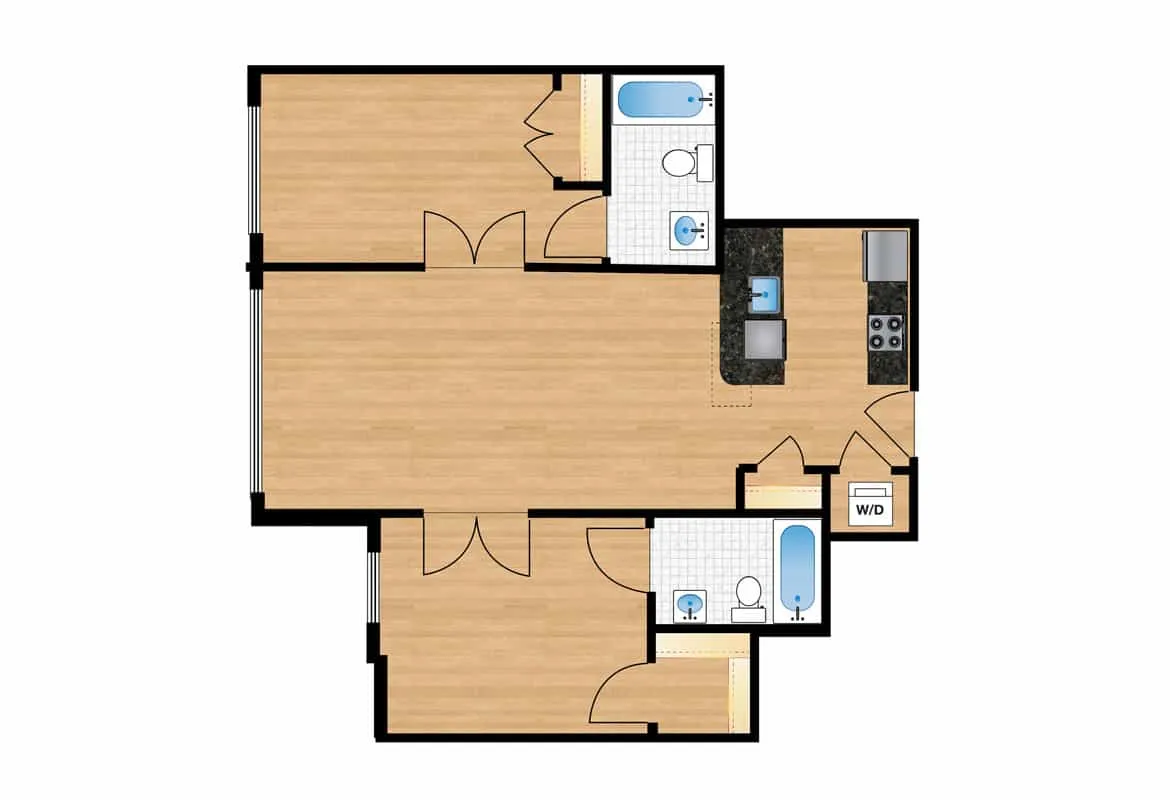 Two Bedroom — Units 210-410 floor plan