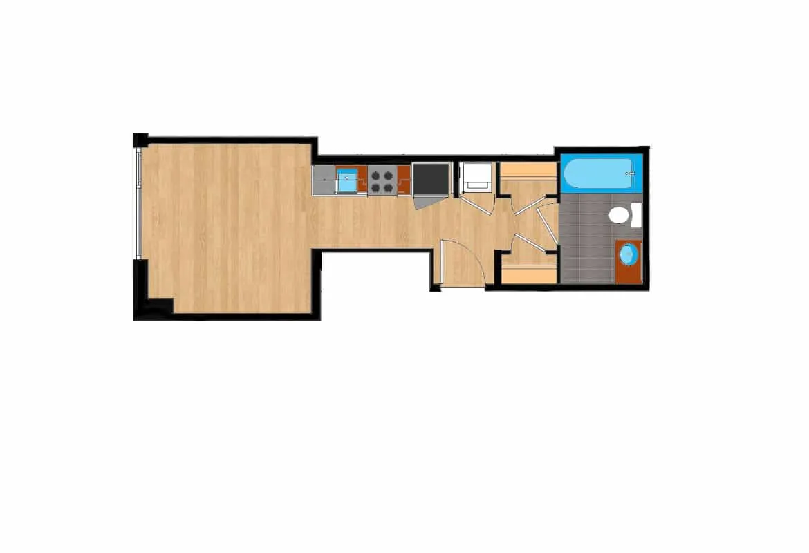 Studio — Units 210-910 floor plan