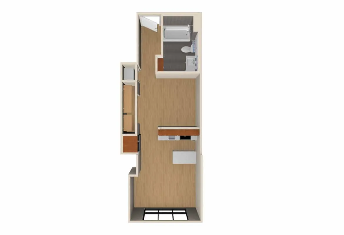 Jr. One Bedroom — Units 212-612 floor plan