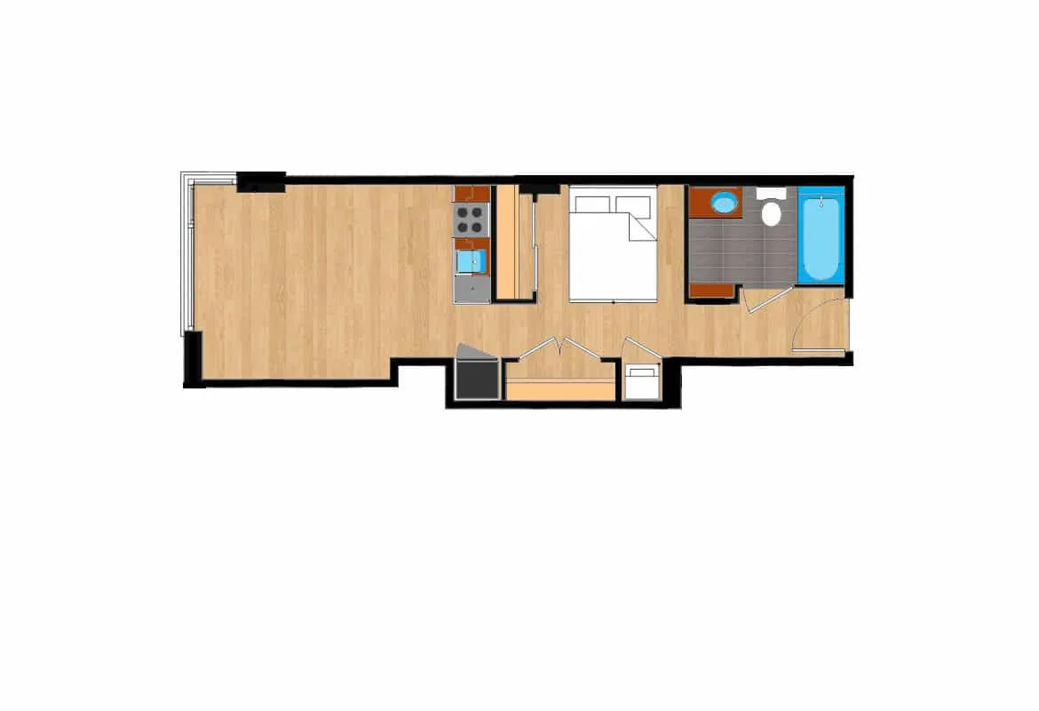 Jr. One Bedroom — Units 213-913 floor plan