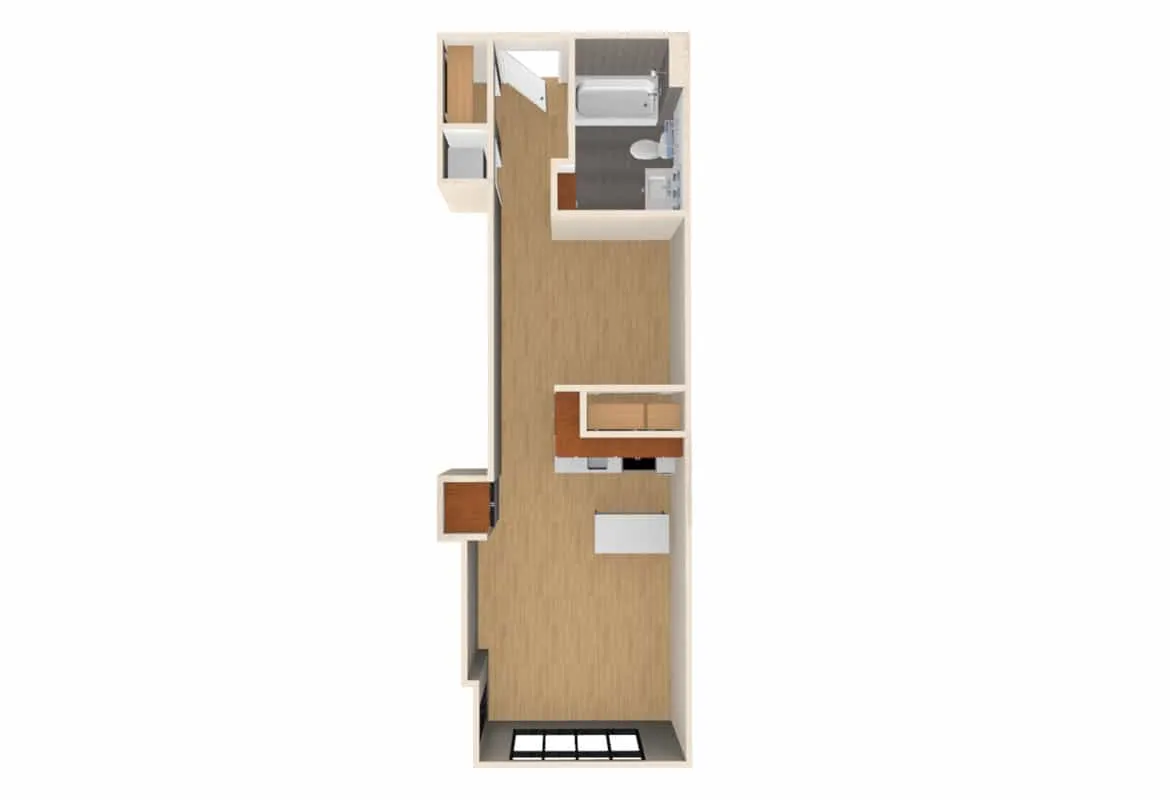 Jr. One Bedroom — Units 214-414 floor plan