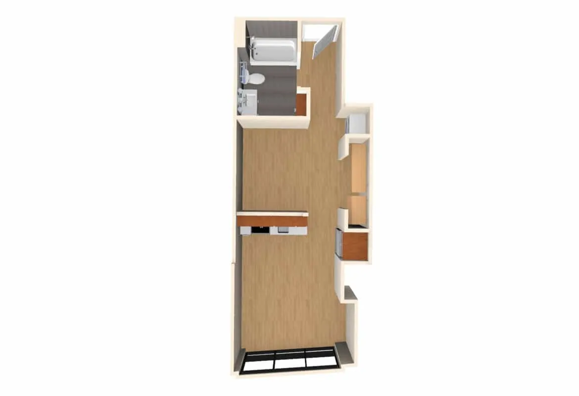 Jr. One Bedroom — Units 215-615 floor plan