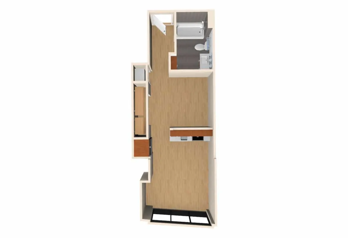 Jr. One Bedroom — Units 216-616 floor plan