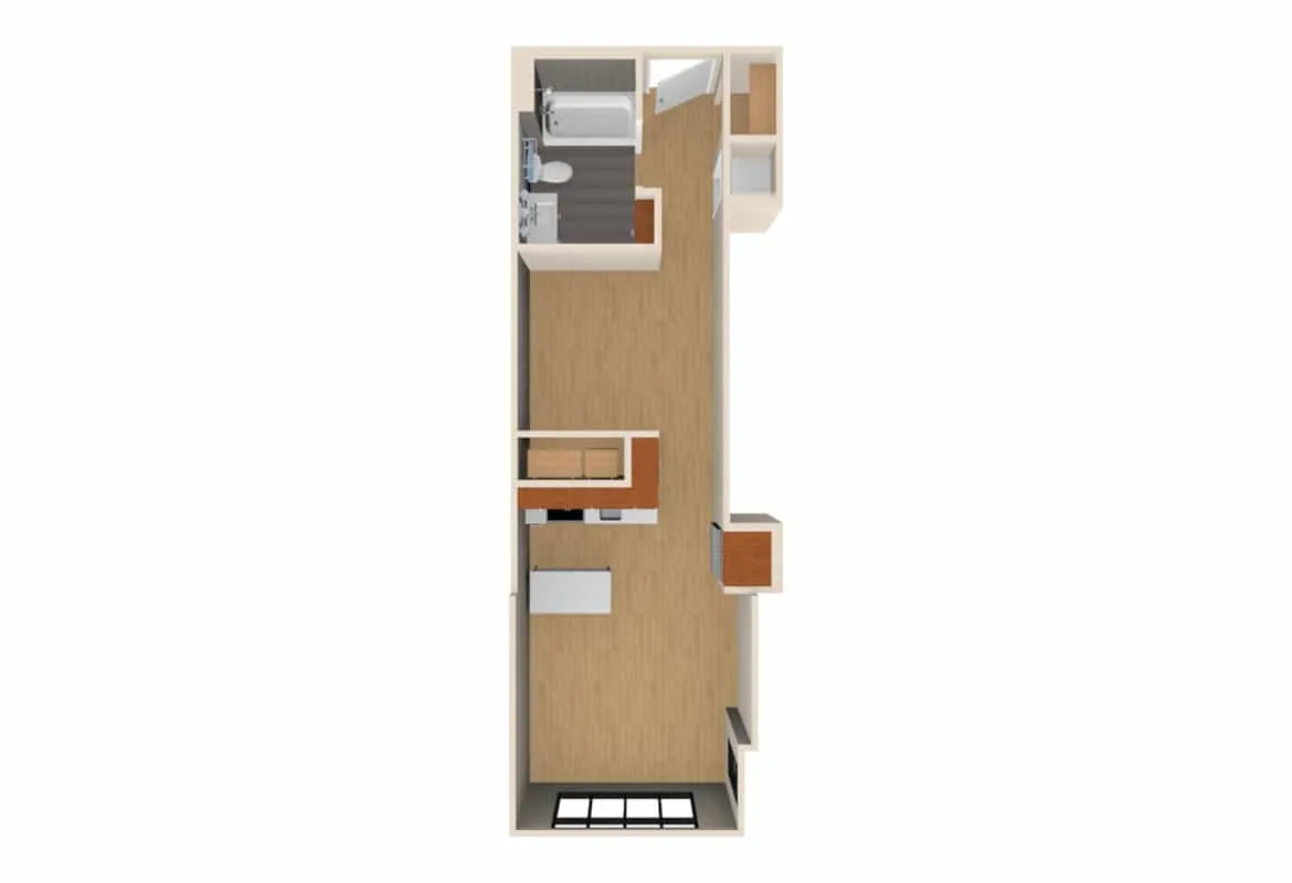 Jr. One Bedroom — Units 217-417 floor plan