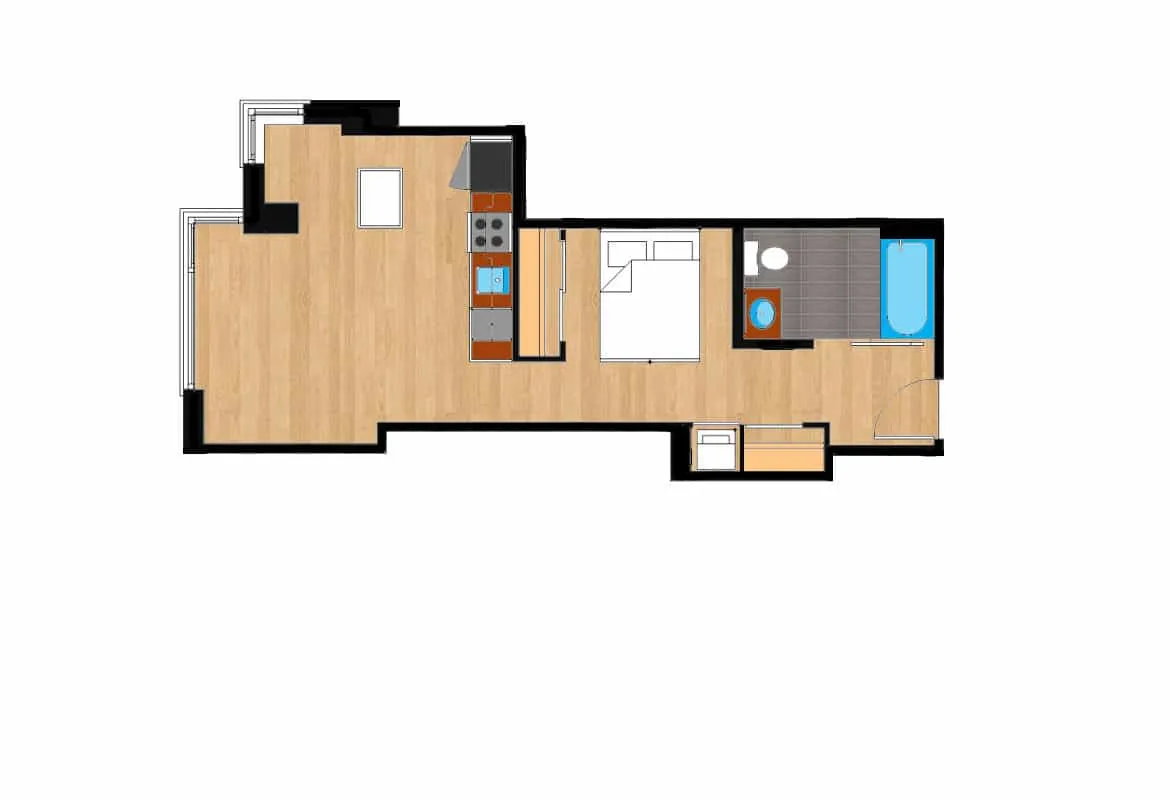 Jr. One Bedroom — Units 220-920 floor plan