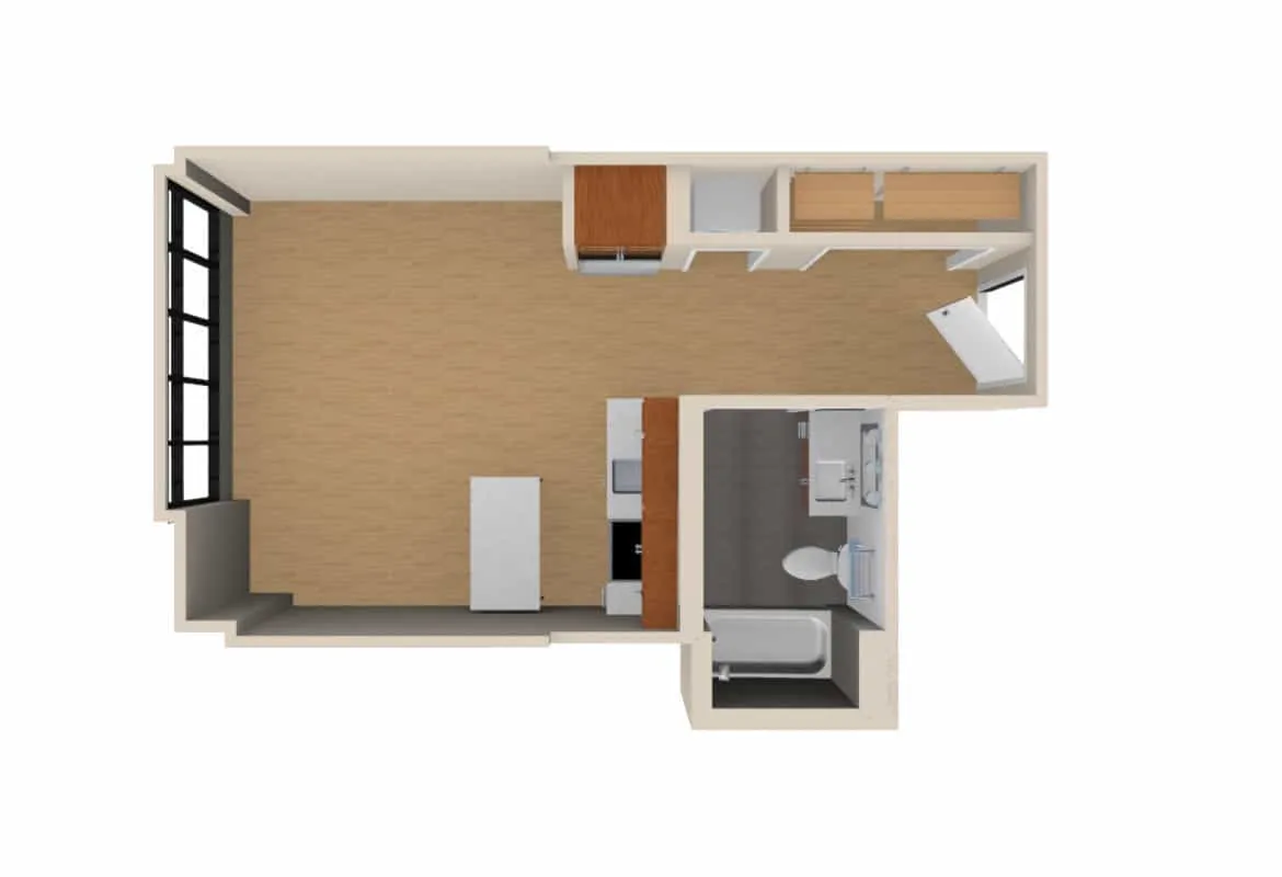 Studio — Units 222-422 floor plan