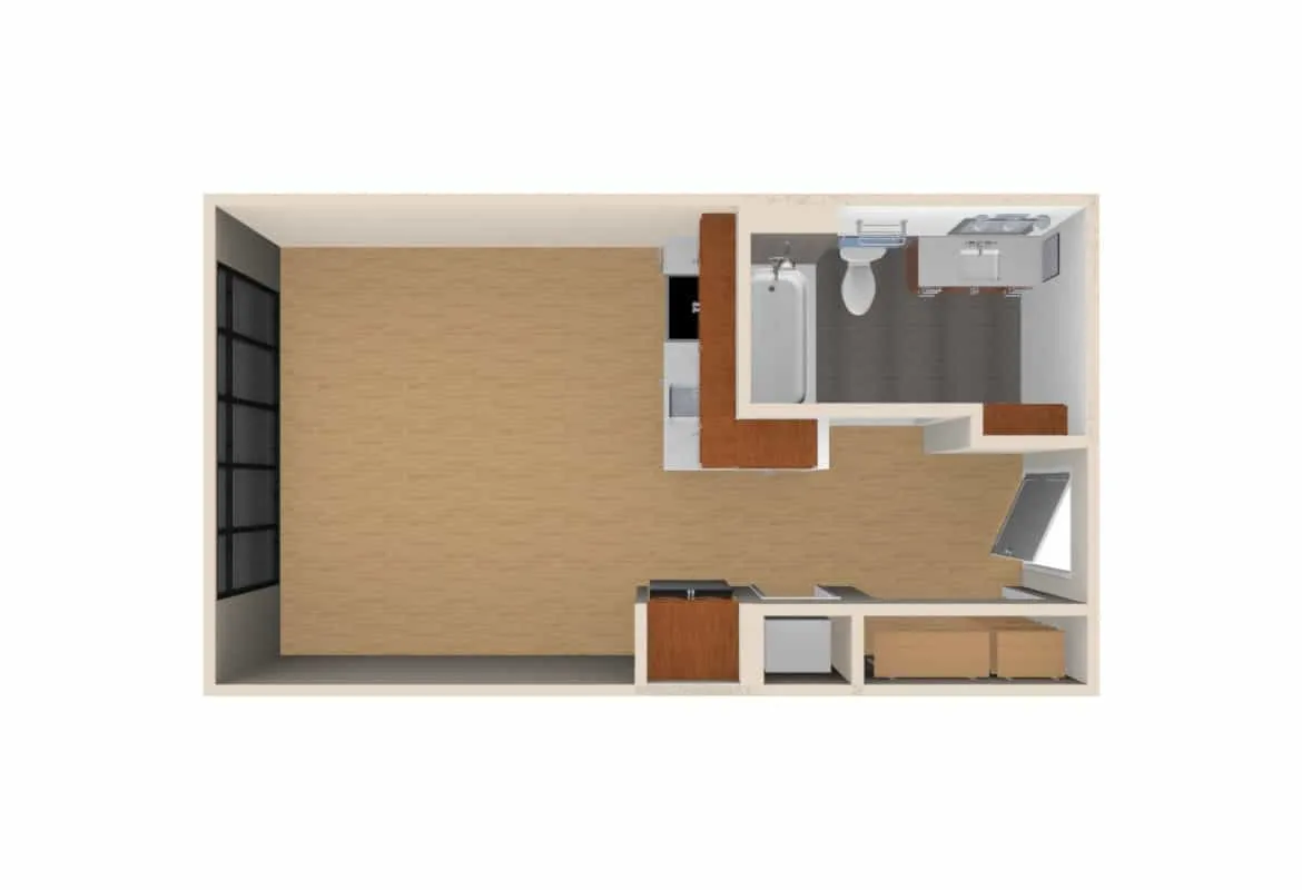 Studio — Units 223-423 floor plan