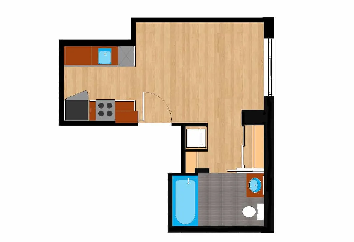 Studio — Units 301-901 floor plan