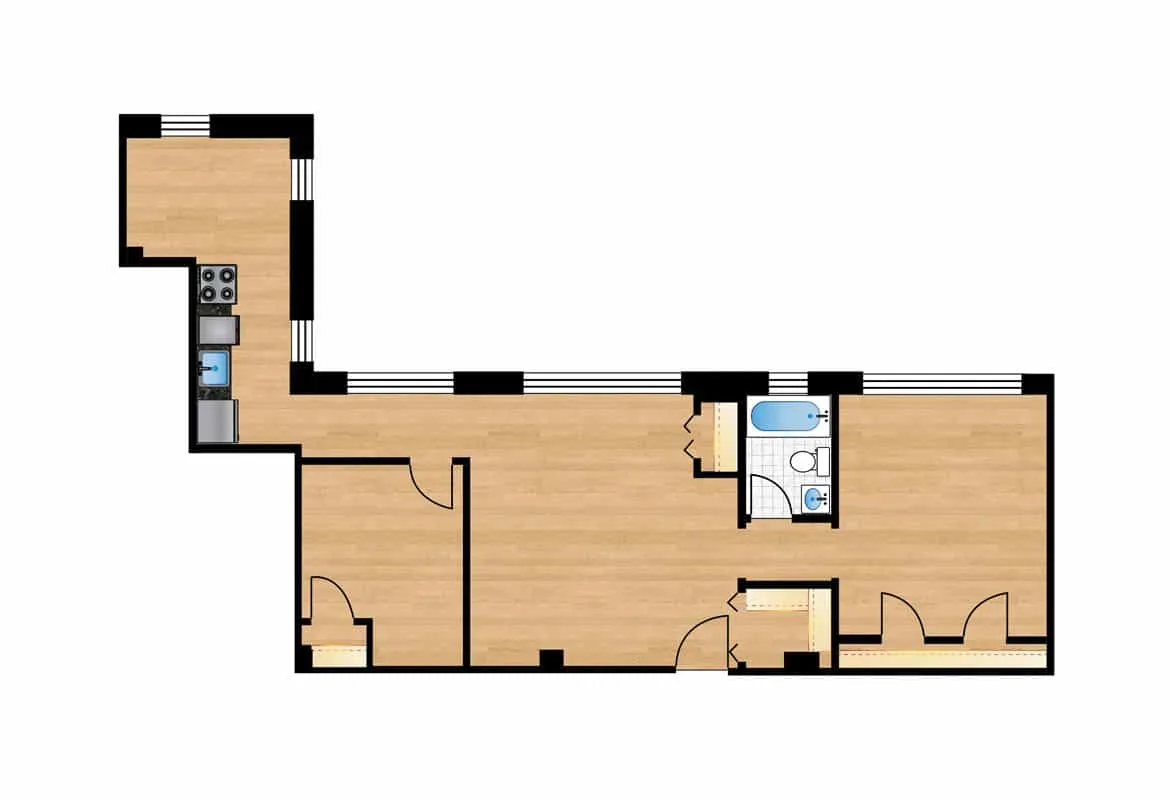 One Bedroom with Den — Units 304 & 604 floor plan