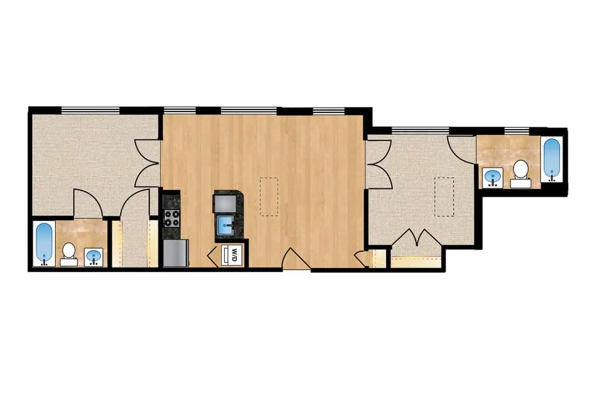 Two Bedroom — Units 312-412 floor plan