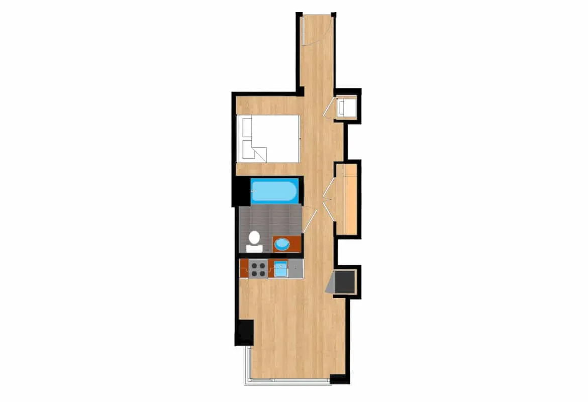 Jr. One Bedroom — Units 408-908 floor plan