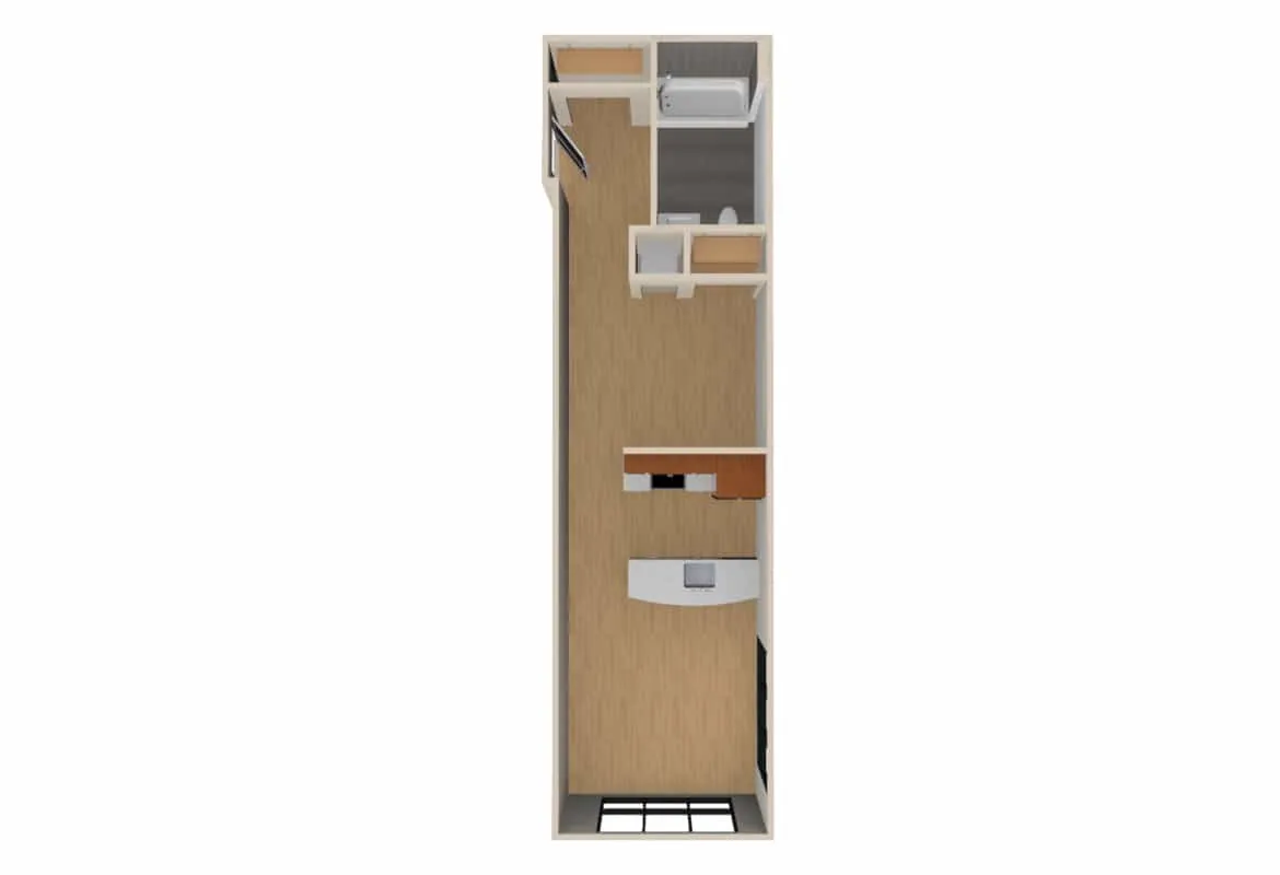Jr. One Bedroom — Units 511-611 floor plan