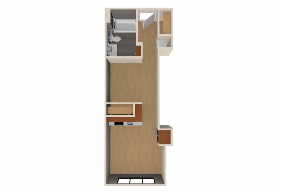 Jr. One Bedroom — Units 513-613 floor plan