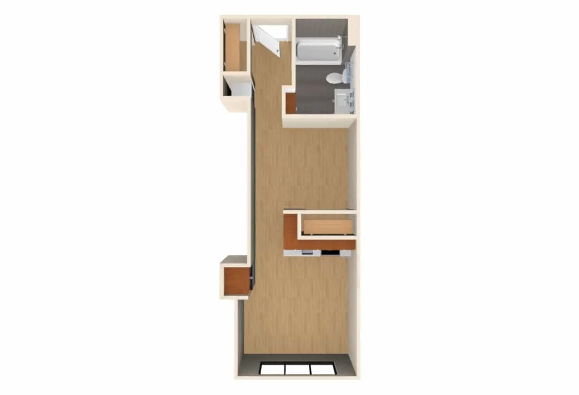 Jr. One Bedroom — Units 514-614 floor plan