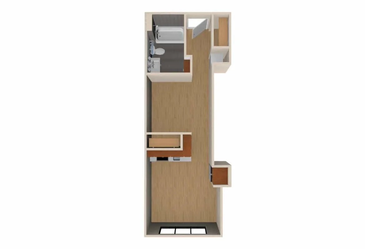 Jr. One Bedroom — Units 517-617 floor plan