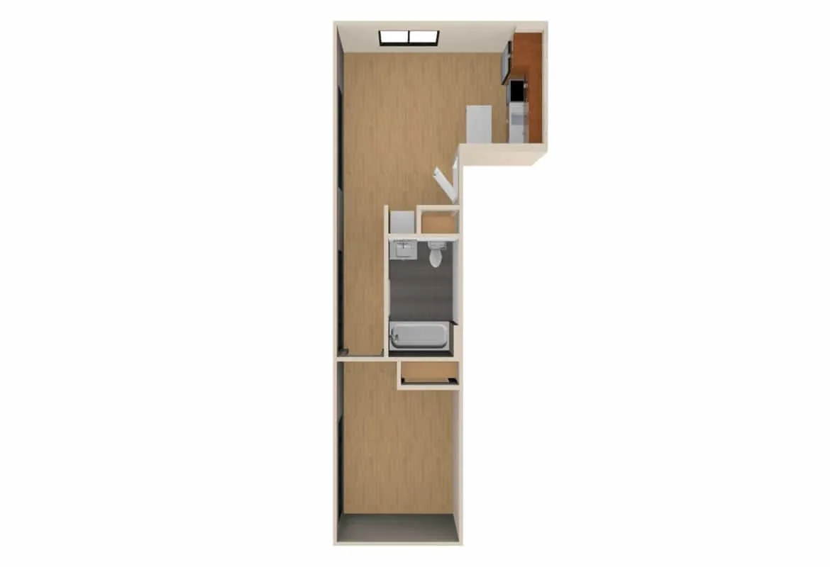One Bedroom — Units 522-622 floor plan