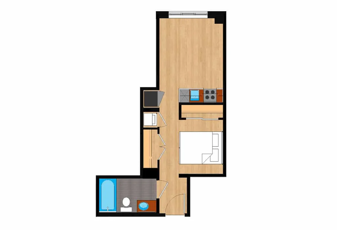 Jr. One Bedroom — Units 824-924 floor plan