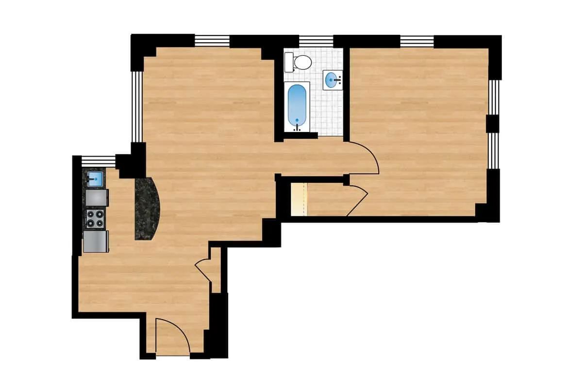 Studio — Units W104-W804 floor plan