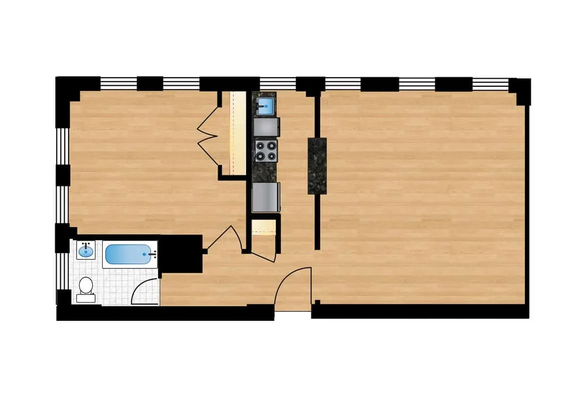 One Bedroom — Units H114 floor plan